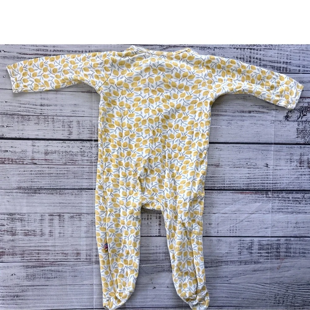 Magnetic Me Footie Kids Unisex Yellow Lemon Print Organic Cotton 6-9 Months